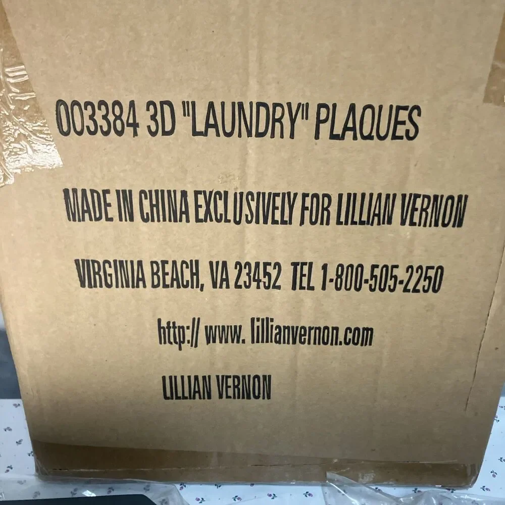 New Set of 3 Lillian Vernon Resin Laundry Plaques Wall Art 3D Raised Design